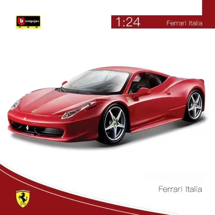 Modelo Estático De Coche Bruago 1:24 Ferrari 458 Italia Rojo Aleación De Metal Juguete Para Coleccionistas Regalo De Navidad - 1
