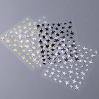 Pegatinas De Uñas 3D Dorado Plateado Estrella Adhesivo Para Manicura DIY Decoraciones Brillantes Estilo Y2K Blanco Cruzado Estrella Luminoso - details 15