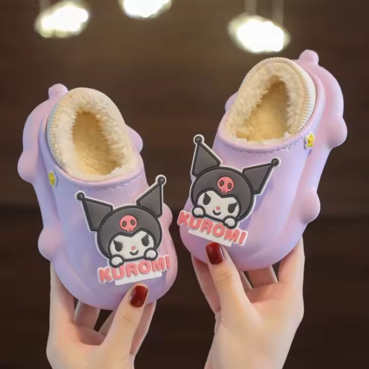 Zapatillas De Algodón Sanrio Para Niñas Hello Kitty My Melody Kuromi Cinnamoroll Antideslizantes Talla True Para El Otoño E Invierno Regalos Para Vacaciones - 1