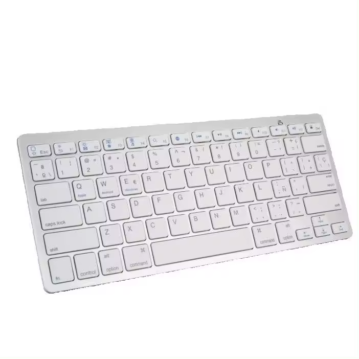 PORCHEDDU Teclado Bluetooth Español Inalámbrico Portátil para Iphone Ios, Ipad, Samsung, Huawei, Android, Windows - Blanco - 1