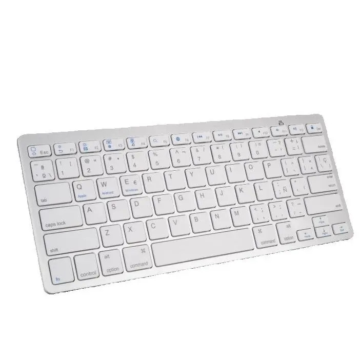 PORCHEDDU Teclado Bluetooth Español Inalámbrico Portátil para Iphone Ios, Ipad, Samsung, Huawei, Android, Windows - Blanco - 1