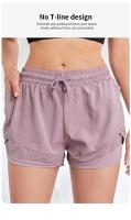 Shorts Deportivos Elásticos Para Mujer Con Bolsillos Yoga Leggings Falsos Para Correr Y Entrenar Talla Verdadera - details 4