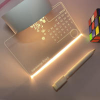 Luz Nocturna 3D DIY Tablero De Escritura Acrílico Inteligente Base Blanca Con Pluma De Mensaje Regalo Creativo Transparencia - details 1