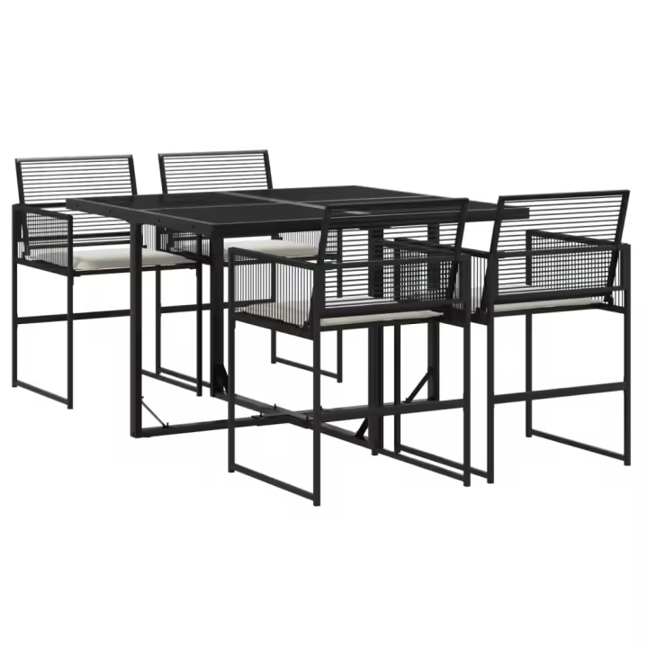 vidaXL Set de muebles jardín 5 pzas con cojines ratán sintético negro - 1