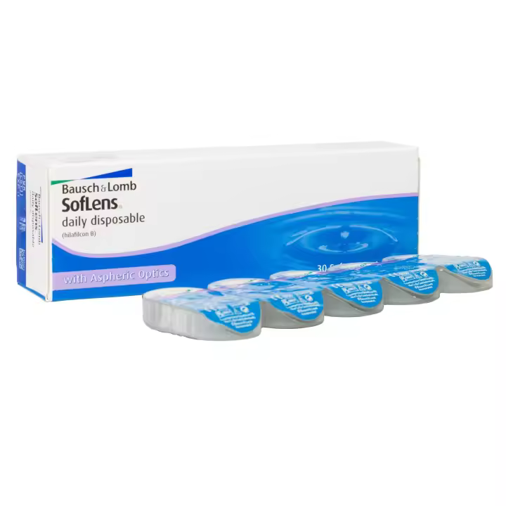 SofLens Daily Disposable BAUSCH + LOMB lentillas diarias esféricas Desechables – 30 Unidades | Lentes de contacto |8.6 BC | 14.20 DIA | Hidratación Prolongada | 59% Agua | Hilafilcon B | Confort y Visibilidad Clara - 1
