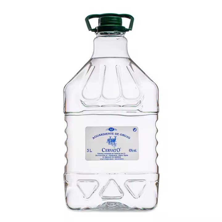 CervatO Aguardiente de Orujo 43º Garrafa PET 3 Litros “El sabor del mejor orujo destilado lentamente” - 1