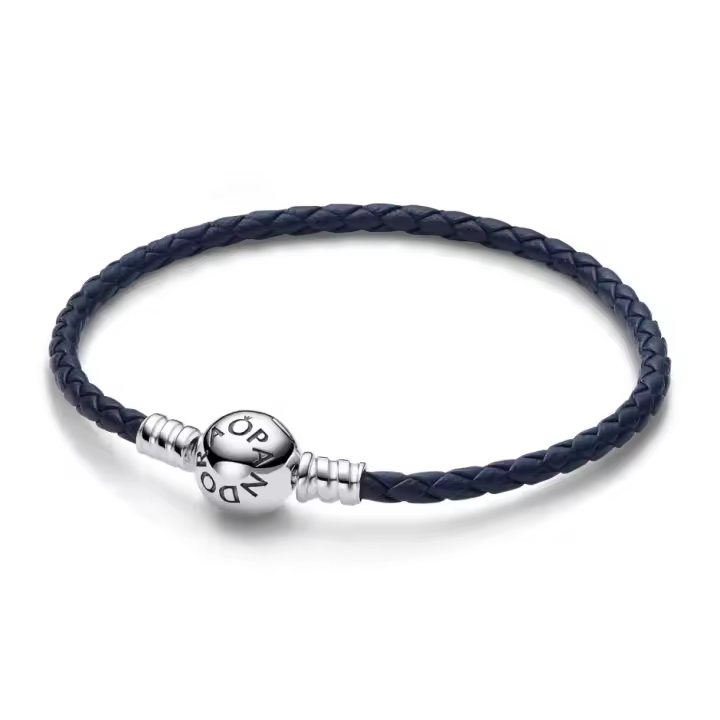 Pulsera Pandora Moments 592790C01-S2 cuero azul - 1