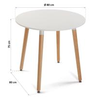 ORION91 Mesa 80cm Negra, 4 Patas Redonda Madera de Haya, Nórdico Comedor Salón Cocina Teletrabajo Oficina (80x80x75 cm) - SpazioLuzio - details 0