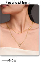 Encanto Niche Design Collar de mujer de doble capa Collar de acero no transparente incorporado CNC con circonita de corazón de lujo ligera - details 8