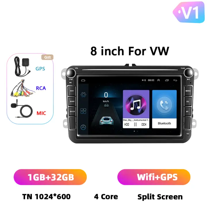 Podofo 8'' Radio de coche Android 2 Din para VW Volkswagen Golf 5 6  Passat B6 B7 Polo Leon TouranJetta Carplay 8+128GB AI Voice WIFI+4G DSP GPS Navegación Multimedia Reproductor de Video - 1