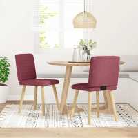 vidaXL Sillas de comedor 2 unidades tela en color Gris oscuro/Rojo vino tinto/Taupé y más | cómodas modernas ergonómicas para comedor cocina salón hogar - details 1