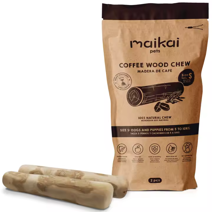 MAIKAI Palo de Madera Café - Mordedor Natural para Perros - Alternativa a Huesos - Juguete Mordedor - Alivia la Ansiedad - Elimina Sarro - No se Astilla - 1