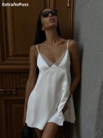 Vestido Y2K De Mujer Con Cuello V Y Sin Mangas Elegante Patchwork De Malla De Seda Sexy Para Fiesta De Cumpleaños Y Baile De Promotores Verano 2024 - details 12