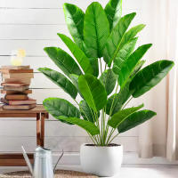 Árbol De Palma Tropical Artificial 84-120cm Hojas De Plátano Falsas Toque Real Strelitzia Plantas De Plástico Para Jardín Y Hogar - details 2