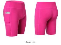 Pantalones cortos de Yoga para mujer con bolsillos laterales Fitness Running elásticos ajustados de secado rápido pantalones de cinco cuartos 2046 ropa deportiva - details 20