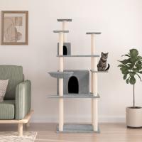vidaXL Rascador para Gatos con Postes Árbol Torre de Escalada Sisal Color Crema,  Gris claro,  Gris oscuro y mas - details 1