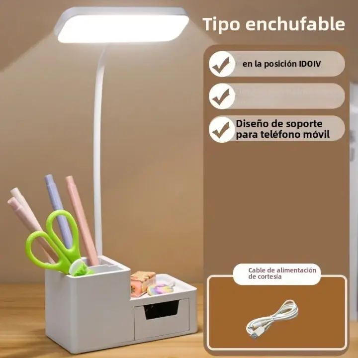Lámpara De Mesa LED Recargable Para Dormitorio Con Portarretratos Y Cajón Luz De Lectura Cuidado De Los Ojos Luz Nocturna Moderna - 1