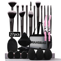 Set Profesional De Brochas De Maquillaje 27/14/9 Piezas Con Esponja Pincel De Polvo Cuchillo Para Cejas Y Herramientas De Limpieza Bolsa De Maquillaje - details 0