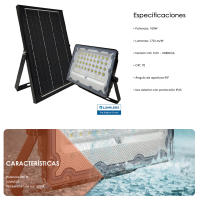 FACTORLED FOCO PROYECTOR LED SOLAR CON MANDO A DISTANCIA, 100W LUZ BLANCA 5700K, IP65 EXTERIOR RESISTENTE AL AGUA PERFECTOS PARA JARDIN, PATIOS, GARAJES. - details 1