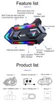Auriculares Bluetooth Para Casco De Motocicleta Y20 V5.3 16 Modos RGB Luzes Coloridas Impermeables IPX6 Compatible Con Todos Los Tipos De Casco - details 11