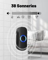 Timbre inalámbrico para exterior, Agua Resistant, enchufable, altura de 150 m, IP44 Agua resistant to, 38 melodías ajustables, 4 niveles de volumen (0-110 dB), Luz indicadora LED, adecuado para el hogar, hotel, Emergencias, etc. - details 2