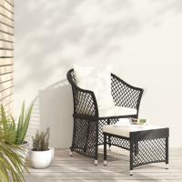 vidaXL Set muebles de jardín 2 piezas y cojines ratán sintético en color Marrón/Gris/Negro | acolchados duraderos para sofás de jardín terraza exterior - details 2