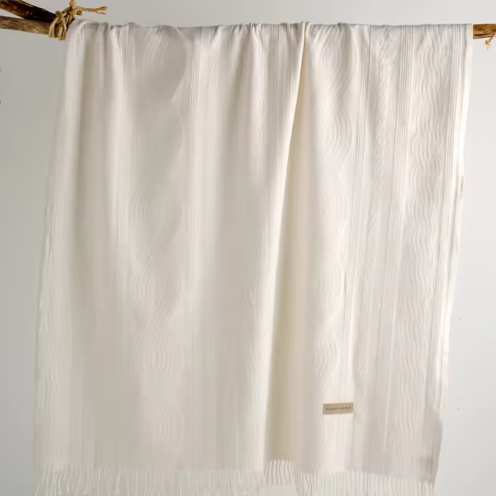 NAF NAF - Plaid algodón/poliéster BRAID natural 130x170 cm - 1