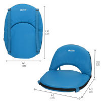 Aktive - Asiento plegable azul, respaldo ajustable 6 posiciones, 41x40x33 cm, diseño compacto y ligero, tejido poliéster, transporte tipo mochila, fácil de llevar y almacenar, ideal para playa, eventos, senderismo, picnic y actividades al aire libre - details 3