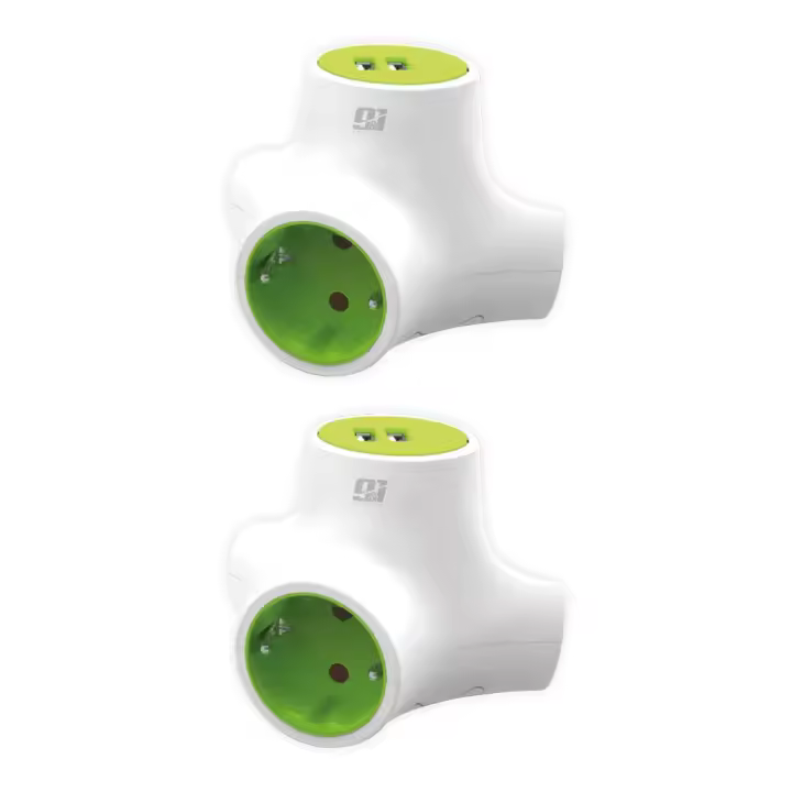 ORION91 Regletade Enchufes Forma TREBOL 3 Tomas SCHUKO Longitud Cable 1,4 Metros y Cargador 2 USB Carga Rápida Nine&One - 1