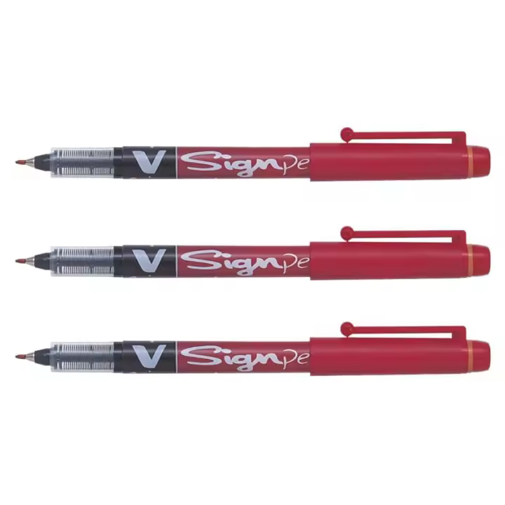 Pilot Rotulador V-SIGN PEN Punta 2mm Visor de Tinta Líquida Rojo (Pack de 3) - 1
