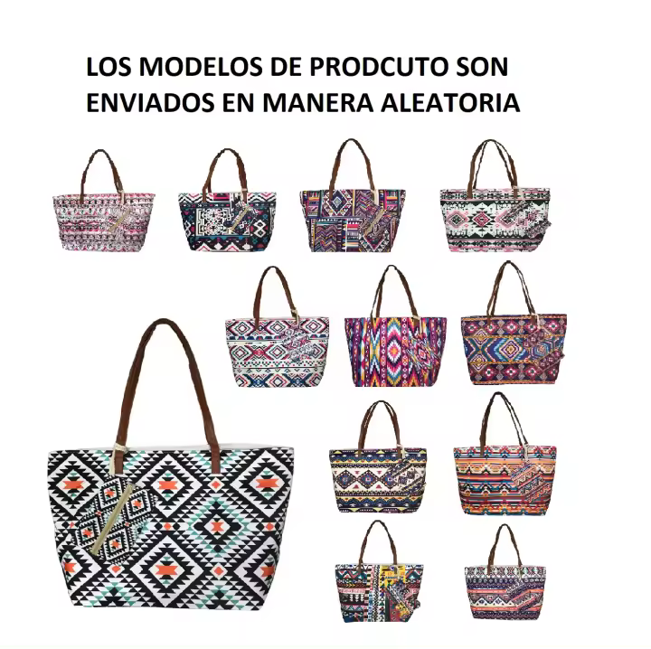 Bolso de Playa S&LE CHIC de Lona con Borlas y Gran Capacidad para Verano E Informal - 1