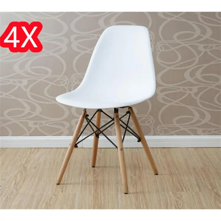 Juego de 4 sillas  EMA INS con patas de madera, mueble estilo nórdico medieval, para escritorio, comedor, dormitorio, balcón o restaurante BAR hosteleria, OFICINA Mesa de comedor nórdica  cocina,metal BLANCO - 1