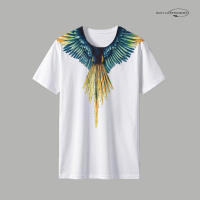 Camiseta De Hombros Con Gradiente Para Parejas Estilo Americano Para Hombres Y Mujeres Con Impresión 3D En Mangas Cortas. Adecuada Para Todas Las Estaciones. Material De Poliéster. Talla Verdadera. - details 4