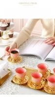 Taza De Café Turco De Cerámica Con Borde Dorado Para Ramadan Juego De Taza Y Taza Con Estilo Clásico Europeo Para Té De La Tarde - details 6