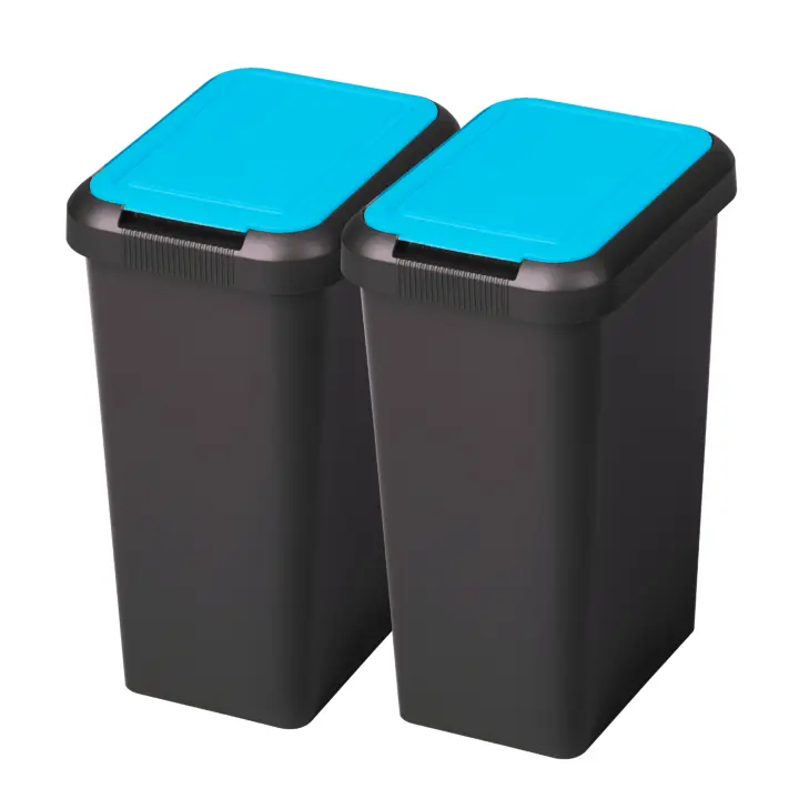 Tontarelli Set 2 Papeleras TOUCH & LIFT de 9L Azul Sapphir y ámbar - 1