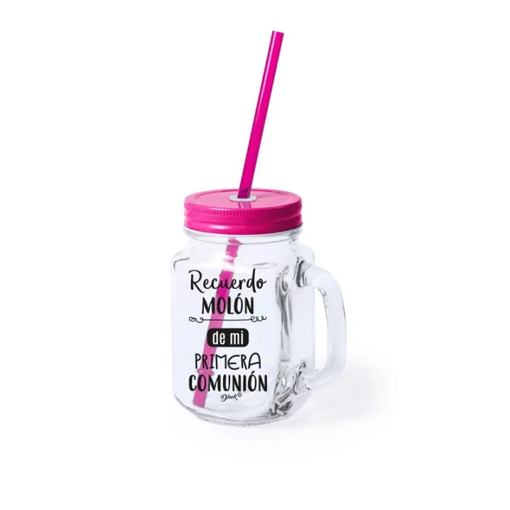 Disok: Lote 10 Jarras Cristal Color Rosa en Caja Regalo Cartón Frases Comunión Recuerdo Molón Detalles Comuniones Recuerdos Invitados Niñas - 1