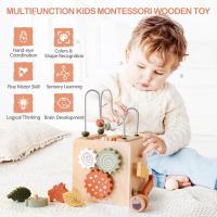Cubo de actividades de madera para bebés de 1 año en adelante, juguete educativo Montessori 6 en 1 para niños de 12 meses en adelante, laberinto de cuentas con clasificador de formas, ábaco, xilófono, regalo de Navidad para el primer cumpleaños - details 2