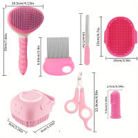 Kit De Aseo Para Gatos 8pcs Con Cepillo Desplumador Self-Cleaning, Cortauñas, Peine Y Cuidado Dental Herramientas Para El Aseo De Los Gatos - details 1