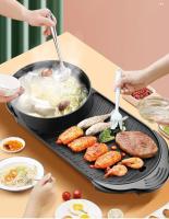 Olla de barbacoa eléctrica, olla integrada multifunción, sin humo, asador, Parrilla Eléctrica, electrodomésticos de cocina.sartén eléctrica 2 en 1 para barbacoa, olla caliente portátil sin humo, Material duradero, calentamiento rápido, 00JN609 - details 5