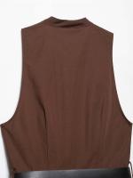 Vestido Midi Elegante De Verano Para Mujer Con Cuello En V Y Cinturón Estilo Vintage Sin Mangas Traje De Poliéster A-Line - details 3