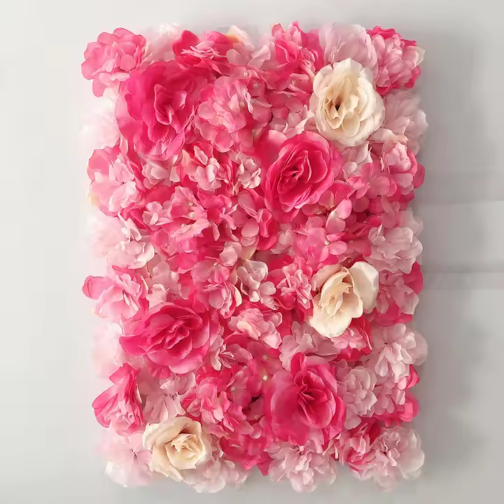 Pared De Flores Artificiales Rosa De Seda Para Decoración De Bodas Bebés Y Navidad Estilo De Hojas Verdes Y Rosas Tamaño Grande - 1