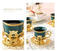 Taza De Café Turco De Cerámica Con Borde Dorado Para Ramadan Juego De Taza Y Taza Con Estilo Clásico Europeo Para Té De La Tarde - details 9