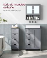 Mueble de lavabo y baño con 2 puertas de persiana, armario de pared con almacenamiento ajustable, 60x30x63 cm - details 7
