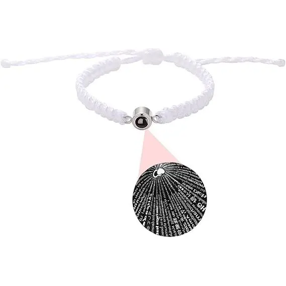 Pulseras tejidas a mano con 100 frases "Te amo", joyería para hombres y mujeres, regalos conmemorativos (blanco) - 1