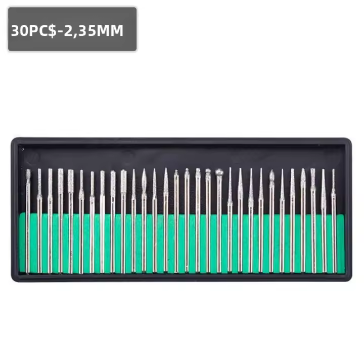 Set De 30 Piezas De Brocas De Diamante Para Dremel Herramientas Abrasivas Para Tallar Joyas Accesorios Eléctricos De Broca De 2.35/3mm Con Caja - 1