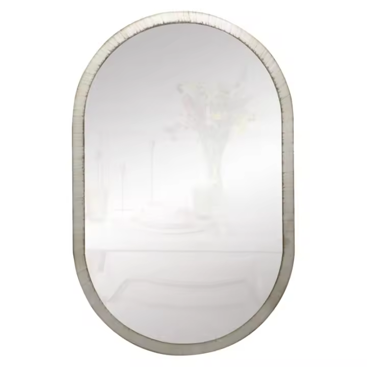 Espejo Ovalado de Pared Fabricado en España - Moldura 2.5 cm - Acabado Artesanal - Color Plata Envejecida - 1