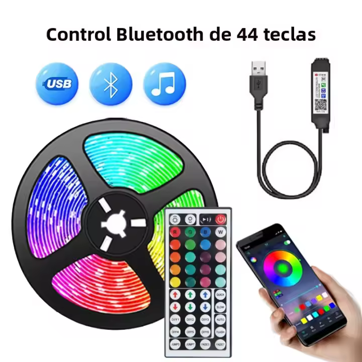 Tira De Luces LED RGB5050 Flexibles Con Control Bluetooth Infrarrojo Y Sync De Música Para TV Decoración De Navidad Regalo 5V - 1