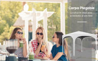 Carpa Plegable 3x3 m Cenador de Jardín Altura Ajustable con Bolsa de Transporte Impermeable Anti-UV y Bolsas de Arena Gazebo para Exteriores Jardín Patio Blanco - details 0