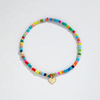 Anklet Bohemio Colorido Con Pendiente De Amor De Granos De Arroz Para Mujeres Material De Aleación De Hierro Y Resina - details 3