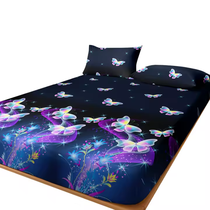 Sábana De Cama Con Patrón Psicodélico De Mariposa 1 Pieza Funda Para Colchón Imprimida En Poliéster 100% Técnica De Impresión Rotativa - 1